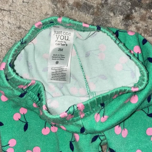 Carter Green Cherry Print Leggings size 3 months - Picture 2 of 2